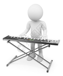 3d白人音乐家玩键盘钢琴创造力爵士乐播放器图片