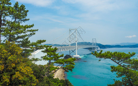 桥下有鸣人龙流的长途大桥分配海背景图片