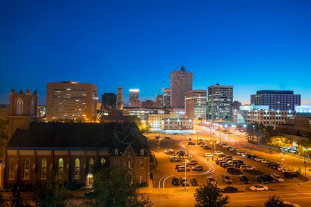 暮天际线美国田纳西孟菲斯市中心的空景象观图片