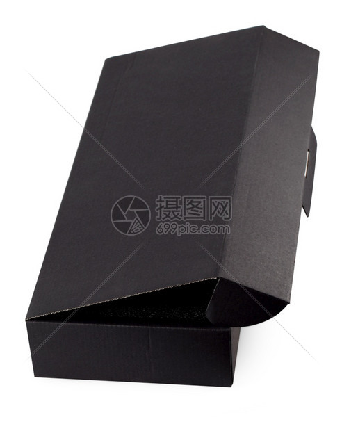 空白的航运在色背景上隔离的黑色打开纸板箱在白色背景上隔离的黑色打开纸板箱图片