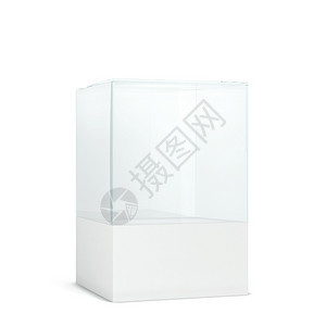空玻璃显示3d插图以白色背景隔开广告博览会目的图片