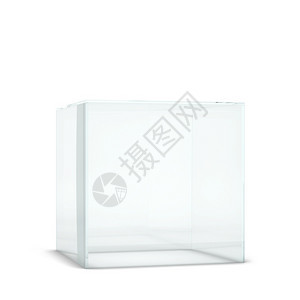 家具介绍立方体空玻璃显示3d插图以白色背景隔开图片