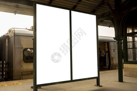 现代的嘲笑2个模拟广告牌火车站框架背景图片