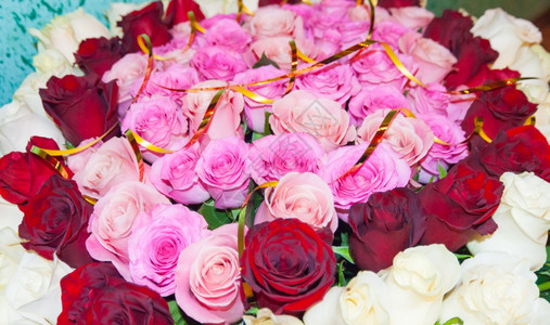 感情褪色优雅的粉红淡玫瑰花束和叶子图片
