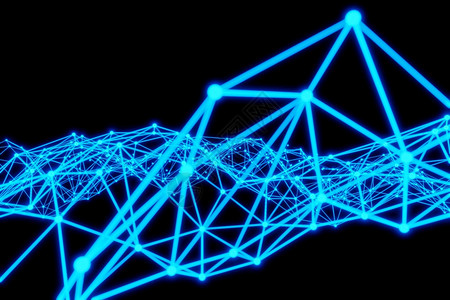 渲染网分子蓝光闪线和点等几何连接数字通信技术三维转换摘要TD图片