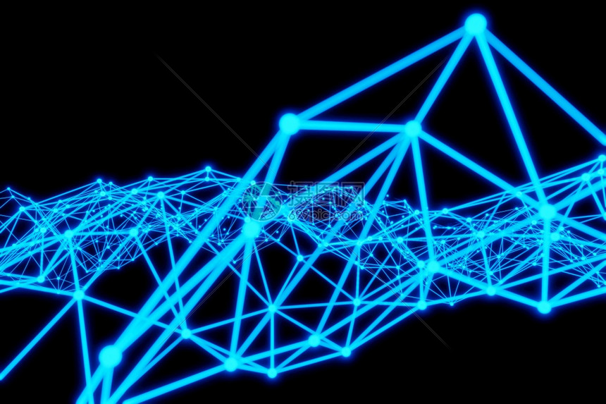 渲染网分子蓝光闪线和点等几何连接数字通信技术三维转换摘要TD图片