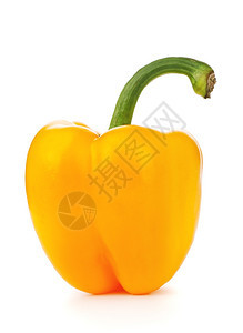 绿色喂养健康白背景上孤立的新鲜黄辣椒图片