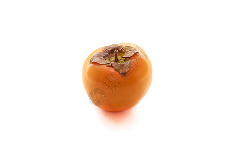 柿白色背景上隔离的新鲜全persimmon柿子素食主义者图片