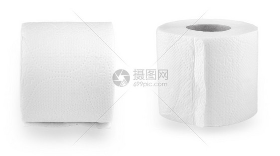 白色背景的一套简单手纸布卷厕洁净健康图片