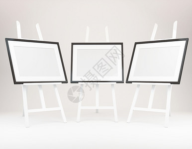 有创造力的展览艺术3d配有图片框的白色平滑板图片