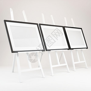 三脚架3d配有图片框的白色平滑板介绍目的图片