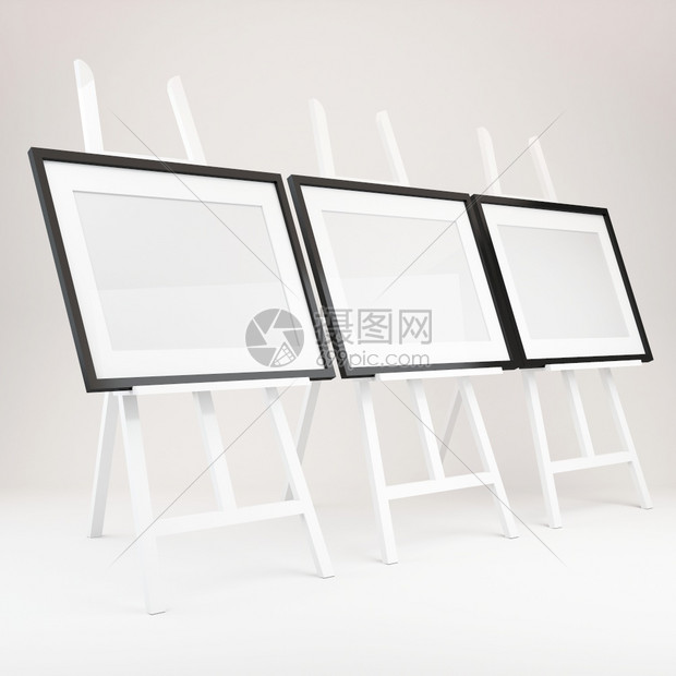 三脚架3d配有图片框的白色平滑板介绍目的图片