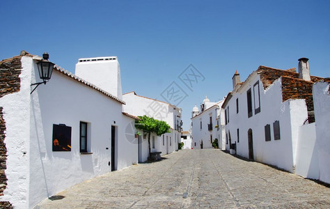 葡萄牙Alentejo地区Monsaraz村街道庄视窗地中海图片