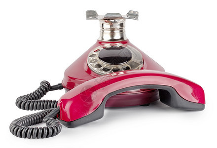 红色旧电话摘机隔离在白色背景红旧电话摘机耳数字服务图片