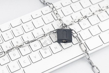屏幕攻击计算机安全概念键盘网络安全概念的锁链和技术图片