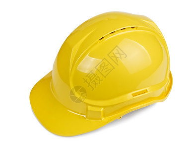 安全生活黄色的白背景孤立黄建筑和工业头盔白色背景图片