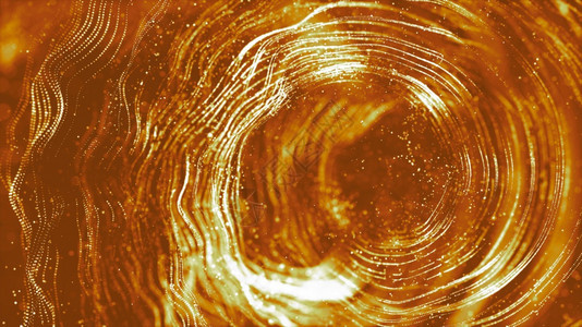 商业金色数字粒子波流和扭曲抽象运动技术背景概念的金色数字粒子波流漩涡海浪图片