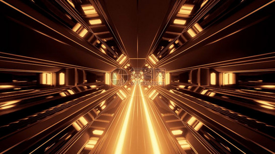 3个插图背景壁纸未来科学幻影隧道库房走廊配有发光的金属图形艺术作品未来防腐室配有反射玻璃窗3D设计了未来的科学幻影隧道库房走廊的图片
