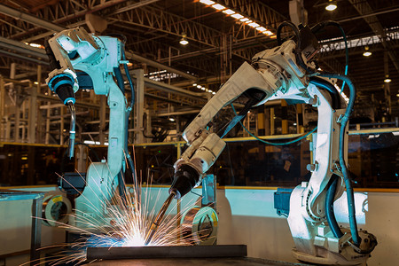 技术闪发光生产线制造商工厂中业焊接机械器人的工艺服务图片