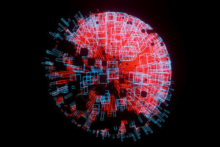 联系未来技术发光全球网络通讯3D投影的远期技术渲染信息图片