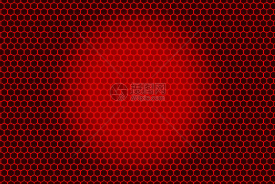 3d在红梯度背景上形成红色六边网状墙壁铝艺术抽象的图片