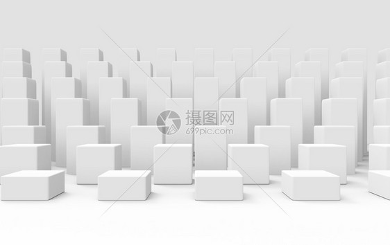 质地灰色的3d在白墙壁设计背景上创建灰色立方体条堆叠组目的图片