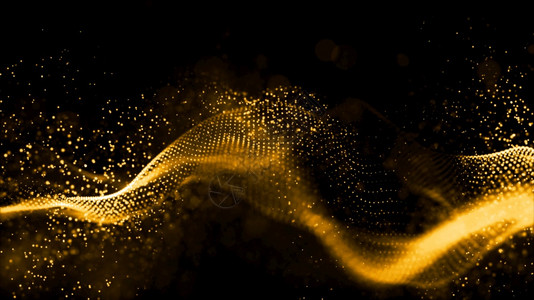 运动金色数字粒子波流抽象技术背景概念的抽象技术背景概念闪耀散图片