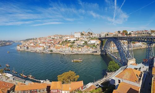 城市欧洲的历史传统拉贝罗船对Porto和Duuro河老城的全景图片