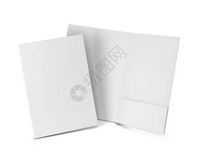 白色背景上孤立的空白纸文件夹模拟3d插图嘲笑折叠介绍图片