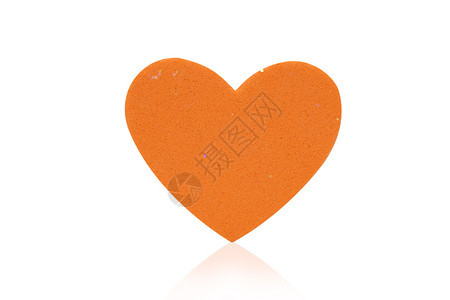 艺术白背景孤立的橙色心脏剪下果冻图片