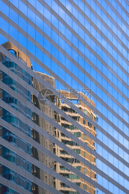 塔建造垂直框内高办公建筑墙蓝色玻璃壁表面的摩天大楼抽象反射图案摘要窗户图片