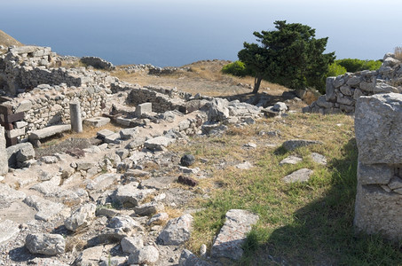 火山口废墟特征希腊圣托里尼岛古老的Thera图片