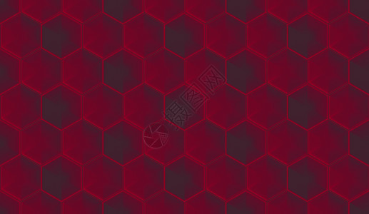 蜂巢形象的横幅3dREendeirng无缝的深红色六边形图案图片