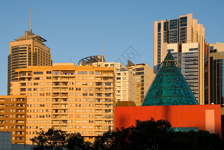 天红色的现代澳大利亚悉尼黄昏城内建筑图片