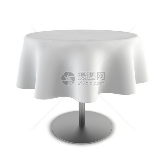 圆桌会议3d白背景的圆桌3d插图目的空金属图片