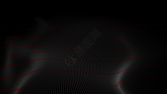 数字的微粒波在黑色背景数字网络空间抽象背景上流动的数字粒子波流科学浪状的图片