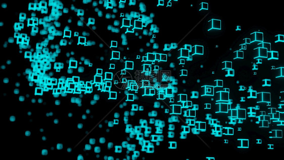 墙纸Neon灯光立方体块网络未来飞航矩阵数字技术动画3D产生新光立方体块网络未来飞行矩阵成像水平的未来派图片