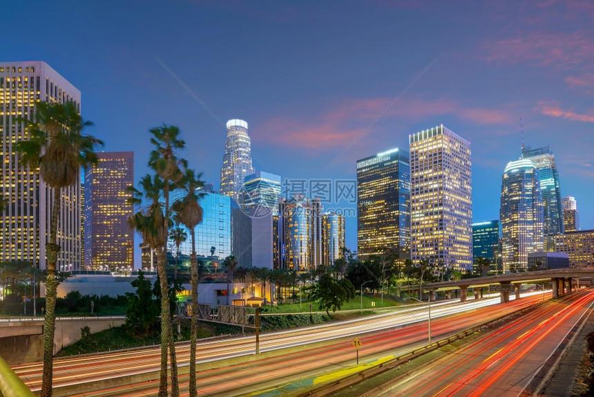 洛斯现代的城市景观美国洛杉矶市下城中心天际洛杉矶市风景图片