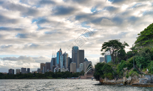 澳大利亚基里比Kirribilli的悉尼黄昏时空天线全景发光的现代丰富多彩图片
