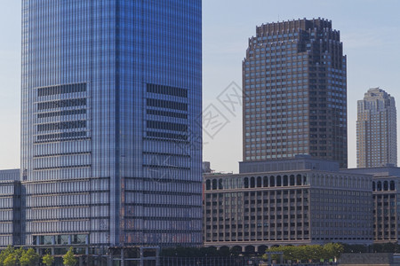 纽约市天线和街头观景金融的著名地标图片