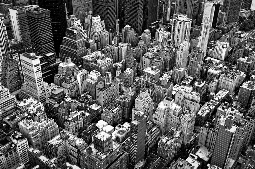 现代的纽约市天线和街头观景城市中心图片