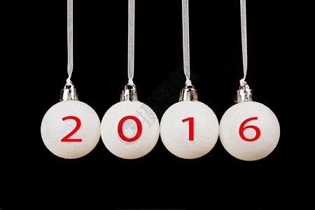 老的绞刑未来2016年新白圣诞节球或黑色背景的乳房图片