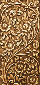 在木材背景上雕刻的花模式泰国抽象的木头图片