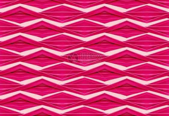 有创造力的海浪插图3d在几何三角方形网格状背景中提供无缝甜蜜粉红色折纹布图片