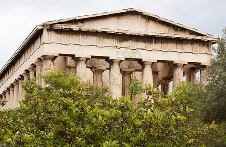 结石历史希腊雅典市中心古代Agora的希法西斯寺或赫也称为特西奥或神话的废墟艺术图片