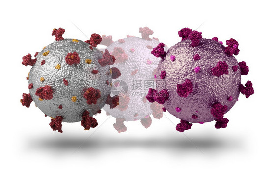 变化生物危害白色的Corona共vid19的光现实模型变异为在白色背景下孤立的新流行概念白种图片