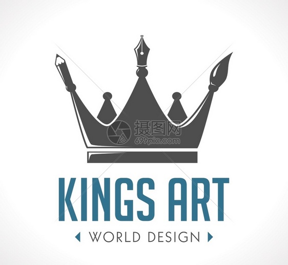 国王艺术标志刷子钢笔皇冠上的铅艺术概念演员插图实力图片