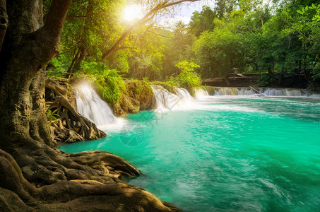 泰国Saraburi省ChaoYai公园的ChetSaoNoi瀑布环境河溪流图片
