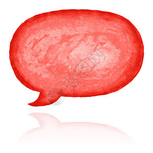 红椭圆语言泡图标白色背景上隔绝的水颜色油漆纹理画笔对话信息图片