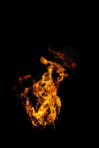 烧焦真实的火焰正在燃烧黑色背景上燃起辉光抽象的图片
